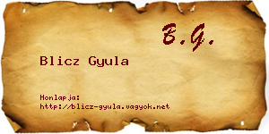 Blicz Gyula névjegykártya